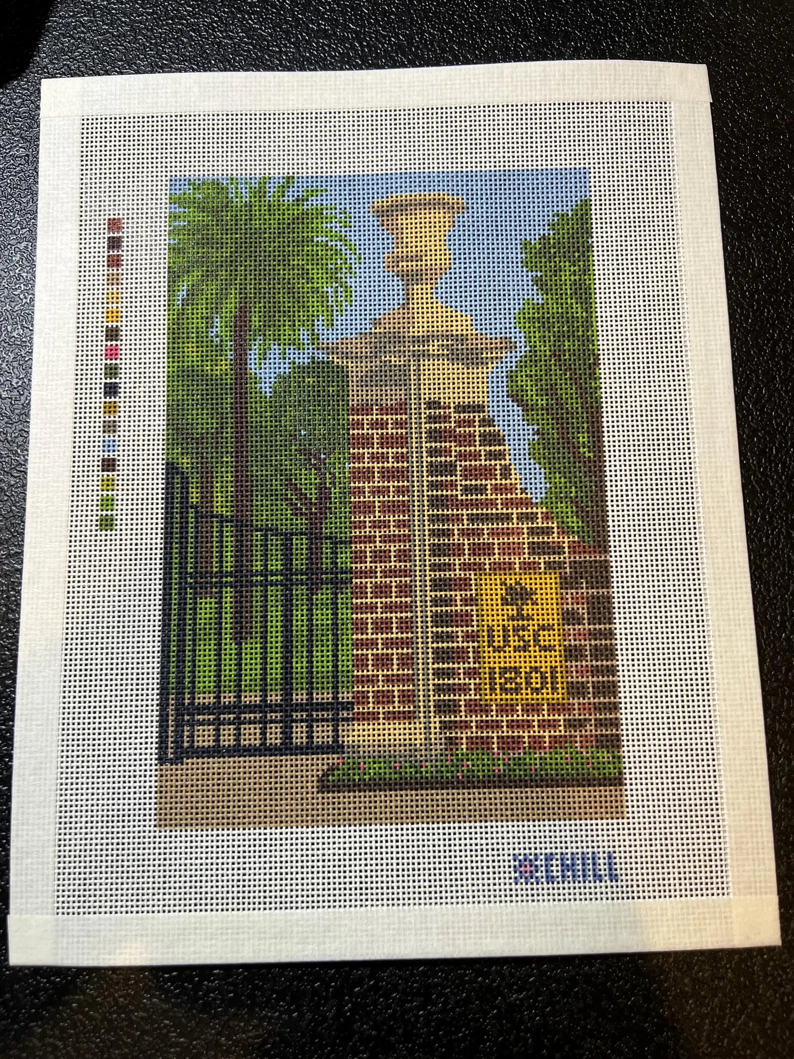 South Carolina Brick Gate Needlepoint Canvas – Full View – Needlepoint & Chill