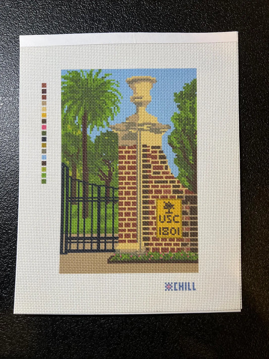 South Carolina Brick Gate Needlepoint Canvas – Canvas Detail – Needlepoint & Chill