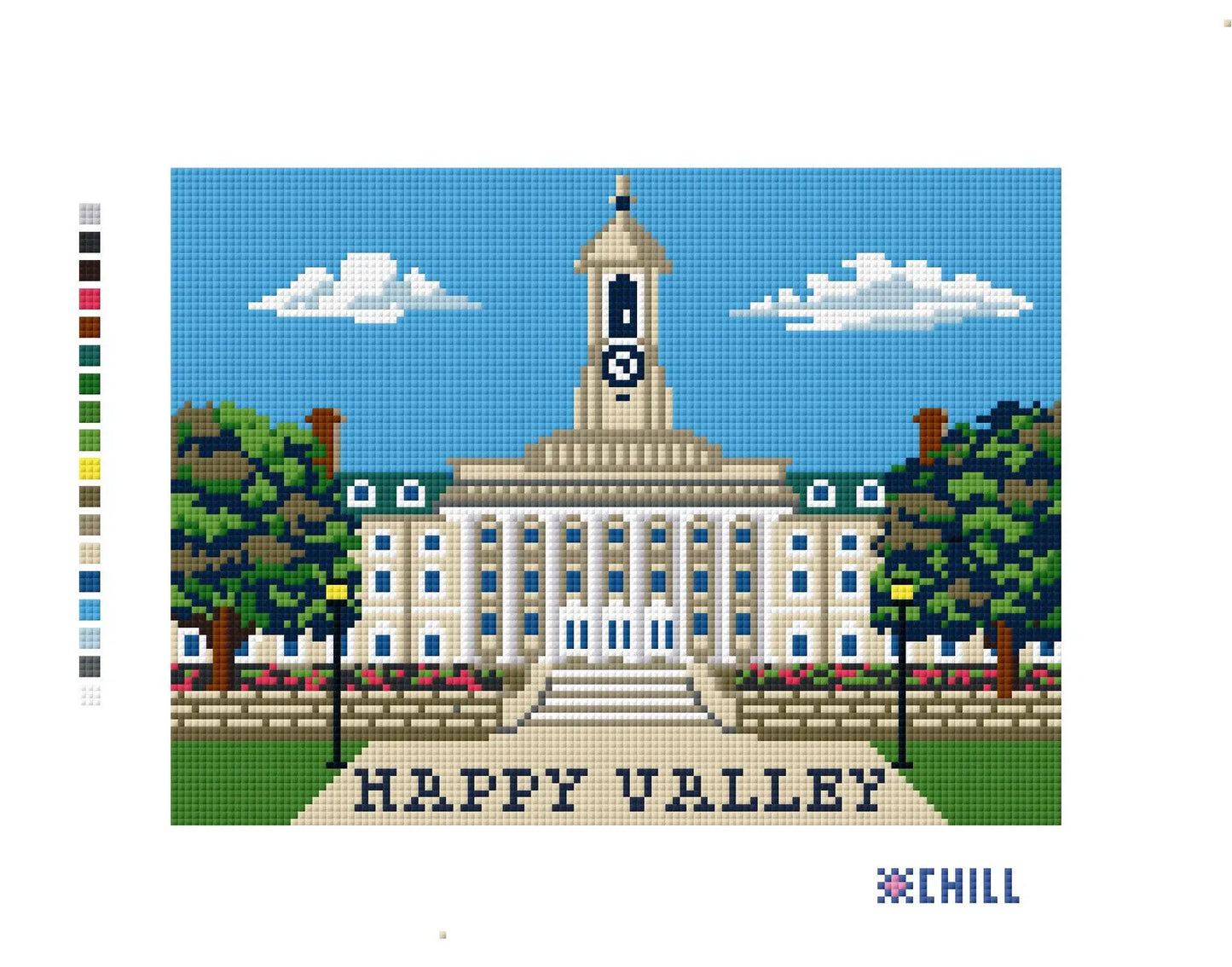 Happy Valley Campus Clocktower Needlepoint Canvas – Penn State Landmark – Needlepoint & Chill