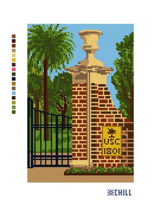 South Carolina Brick Gate Needlepoint Canvas – Columbia Campus Landmark – Needlepoint & Chill