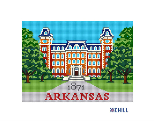 Arkansas Old Main Needlepoint Canvas – Fayetteville Campus Landmark – Needlepoint & Chill