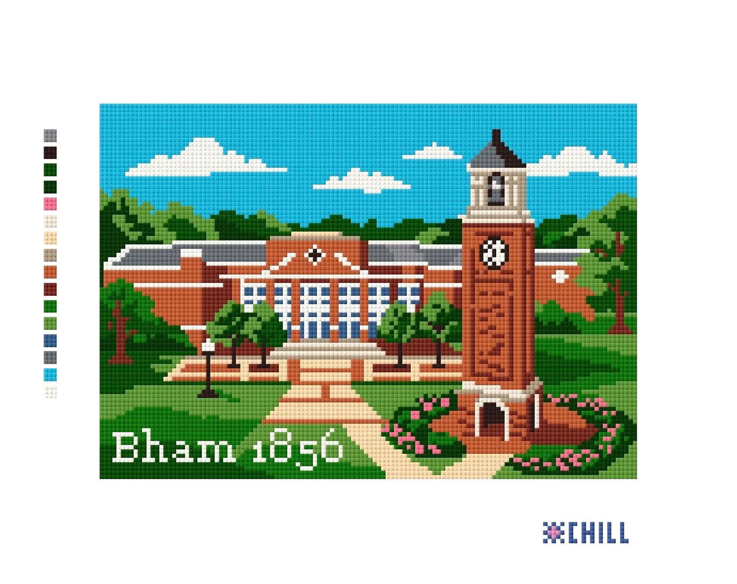 Birmingham Clock Tower Needlepoint Canvas – Bham 1856 Landmark – Needlepoint & Chill