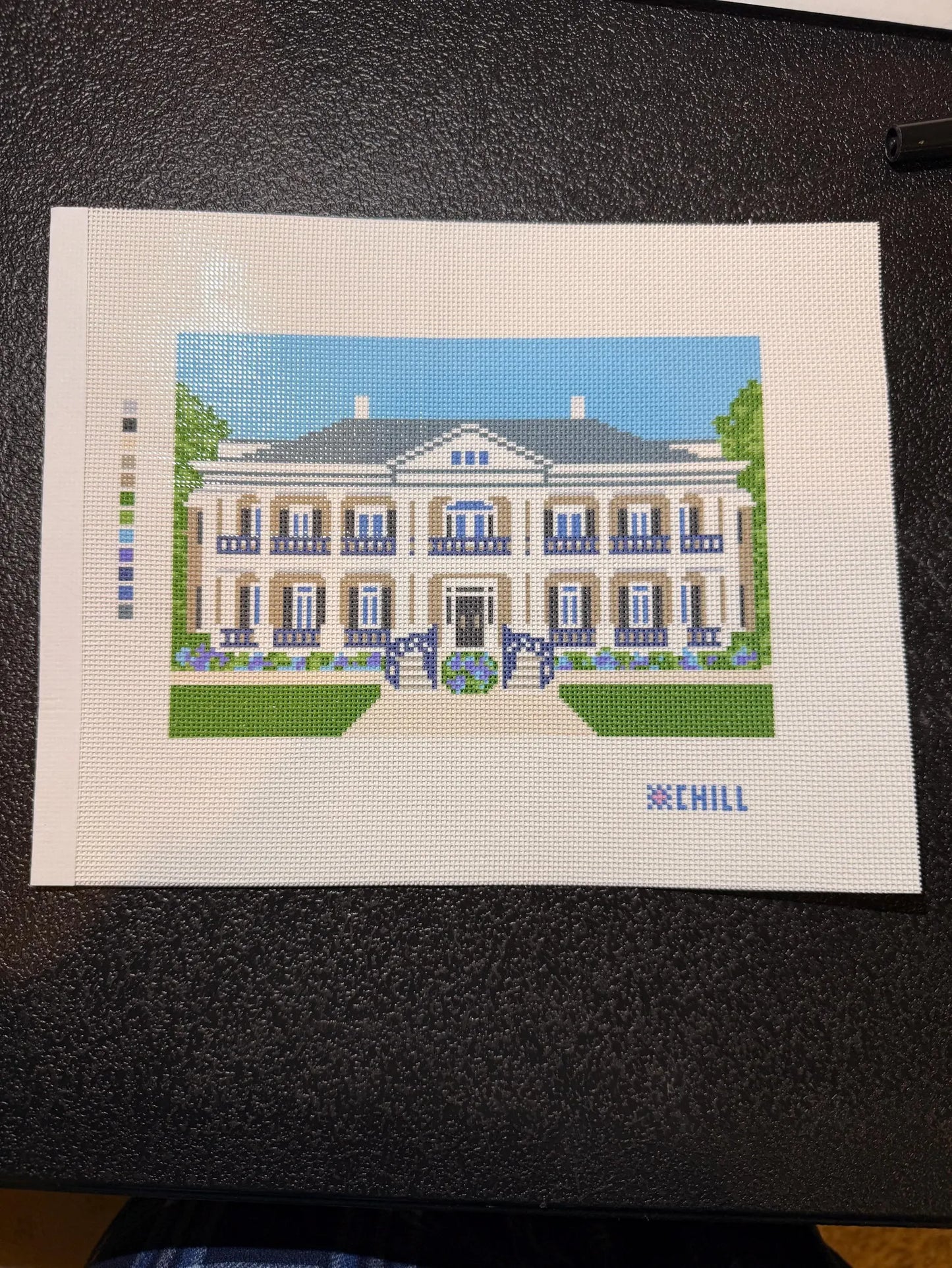 Tuscaloosa Greek Row Sorority House Needlepoint Canvas – Canvas Detail – Needlepoint & Chill