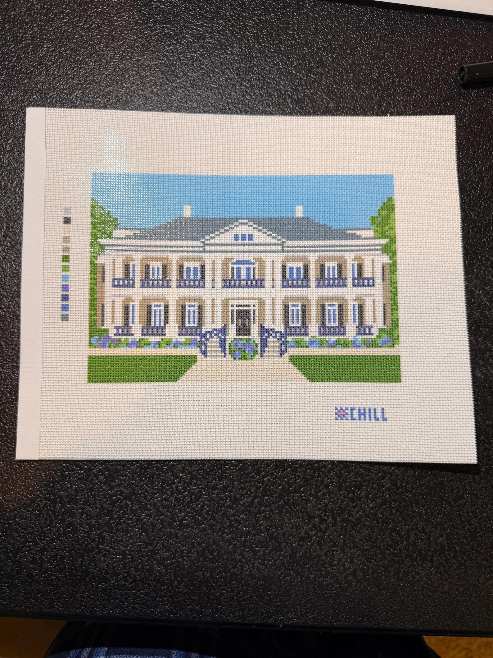 Tuscaloosa Greek Row Sorority House Needlepoint Canvas – Canvas Detail – Needlepoint & Chill