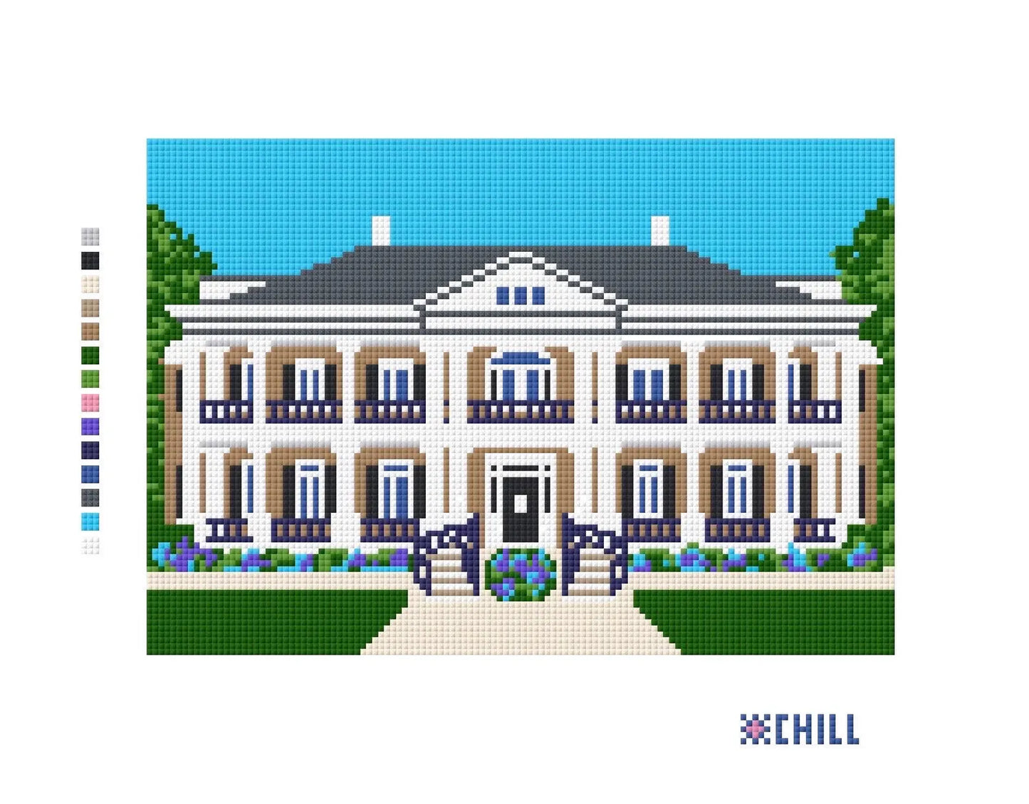 Tuscaloosa Greek Row Sorority House Needlepoint Canvas – Needlepoint & Chill