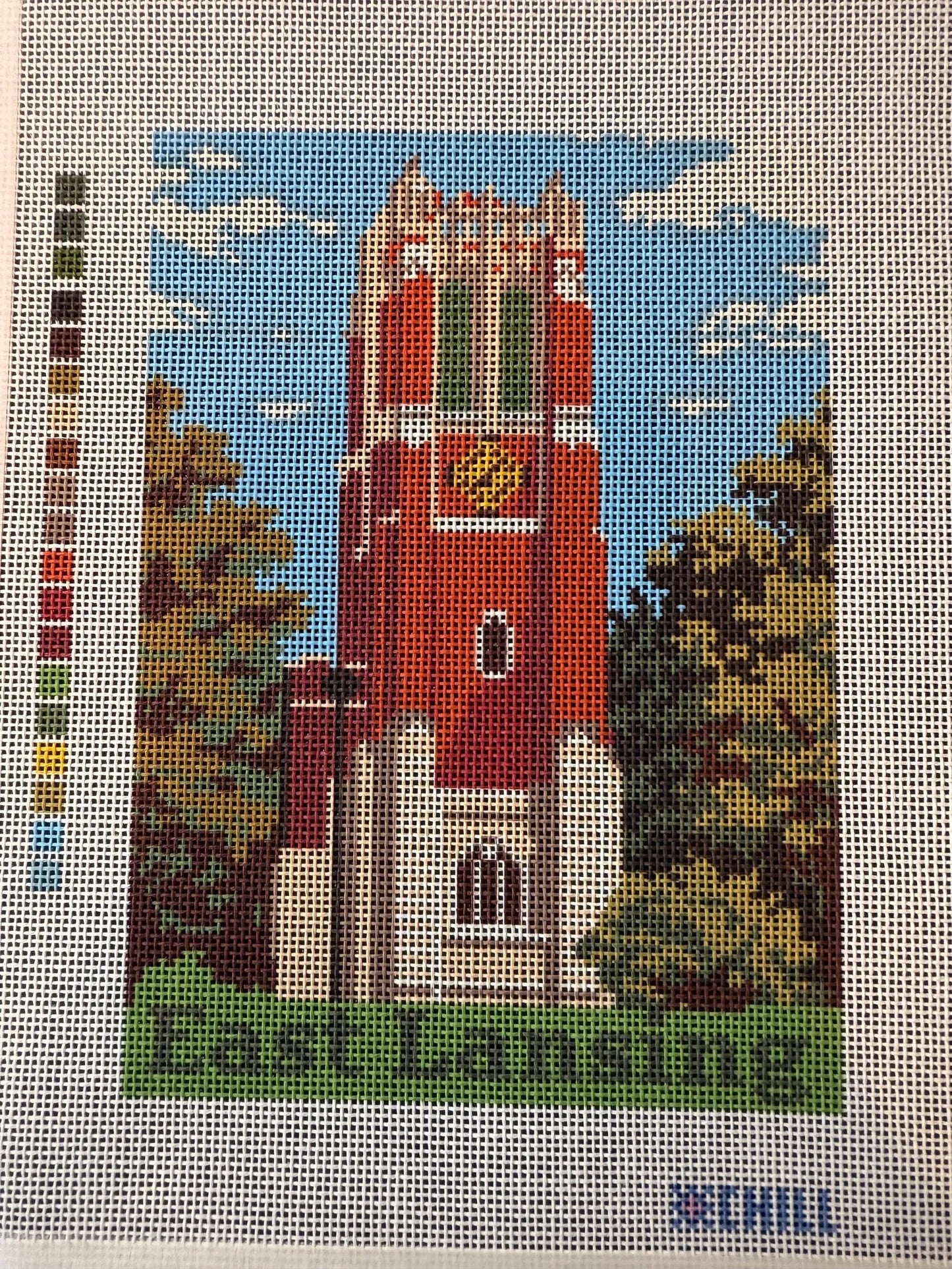 East Lansing Campus Tower Needlepoint Canvas – Full View – Needlepoint & Chill