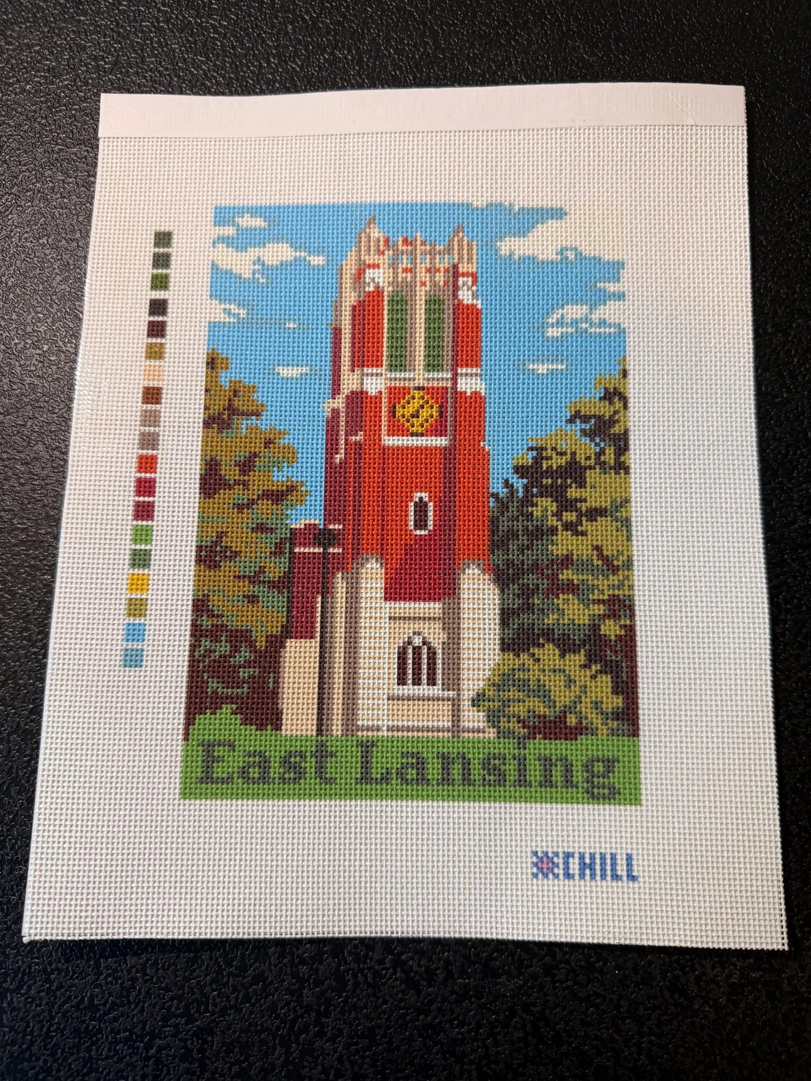 East Lansing Campus Tower Needlepoint Canvas – Canvas Detail – Needlepoint & Chill