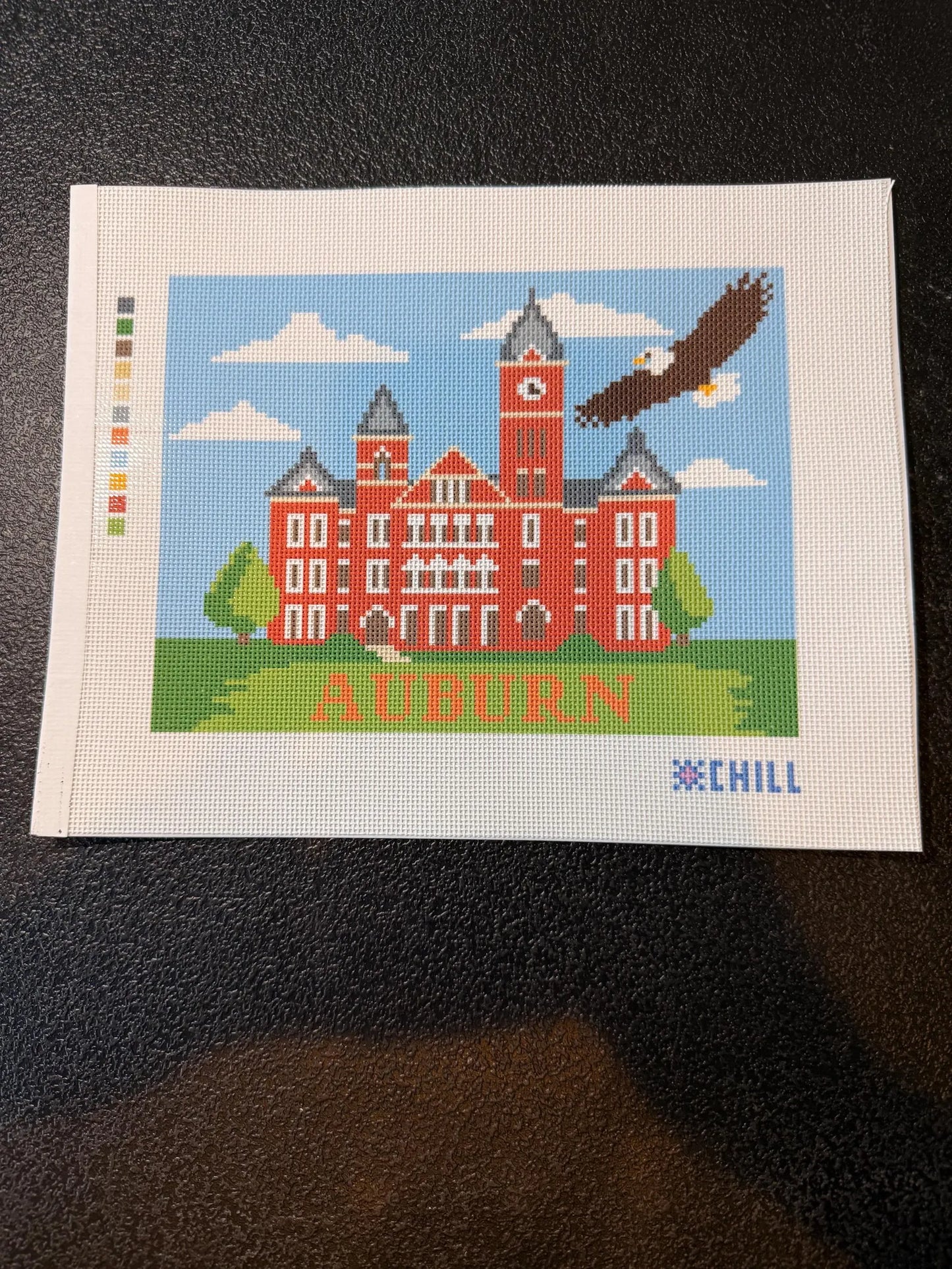 Auburn Eagle Needlepoint Canvas – Full Design View – Needlepoint & Chill