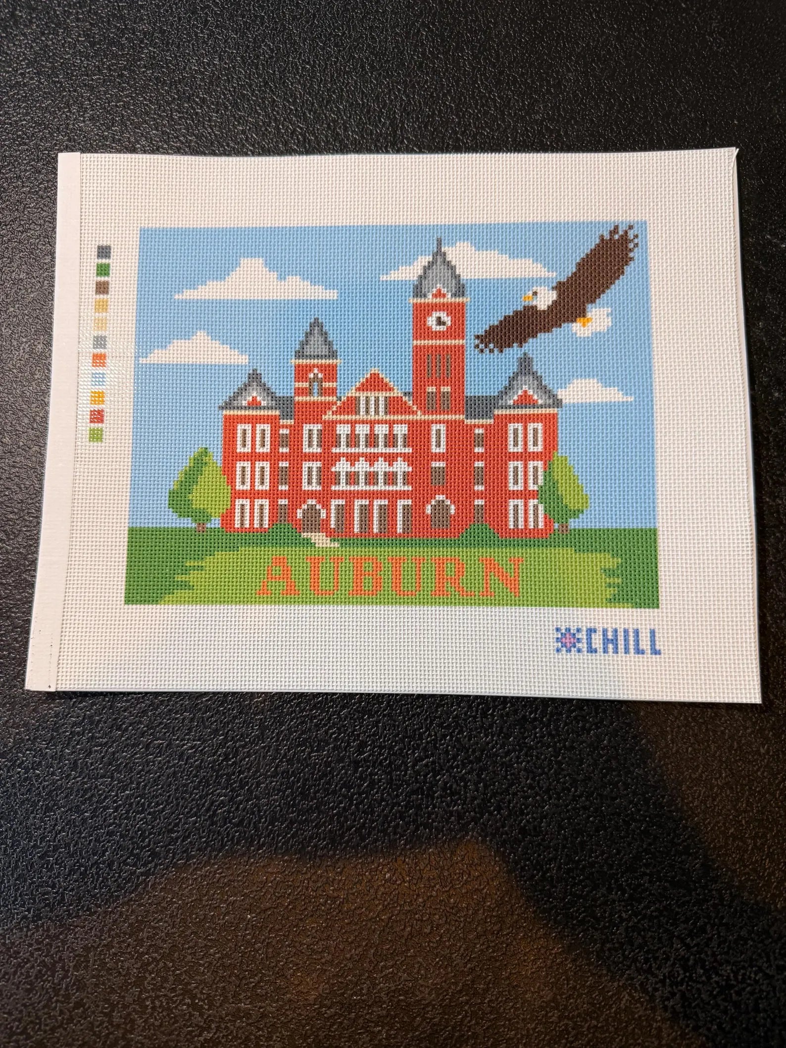 Auburn Eagle Needlepoint Canvas – Full Design View – Needlepoint & Chill