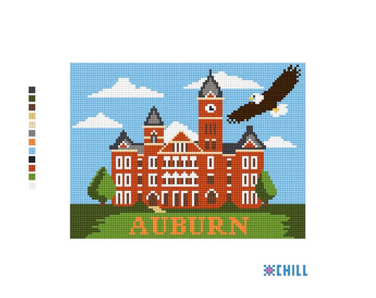 Auburn Eagle Needlepoint Canvas – Auburn Alabama Campus Landmark – Needlepoint & Chill