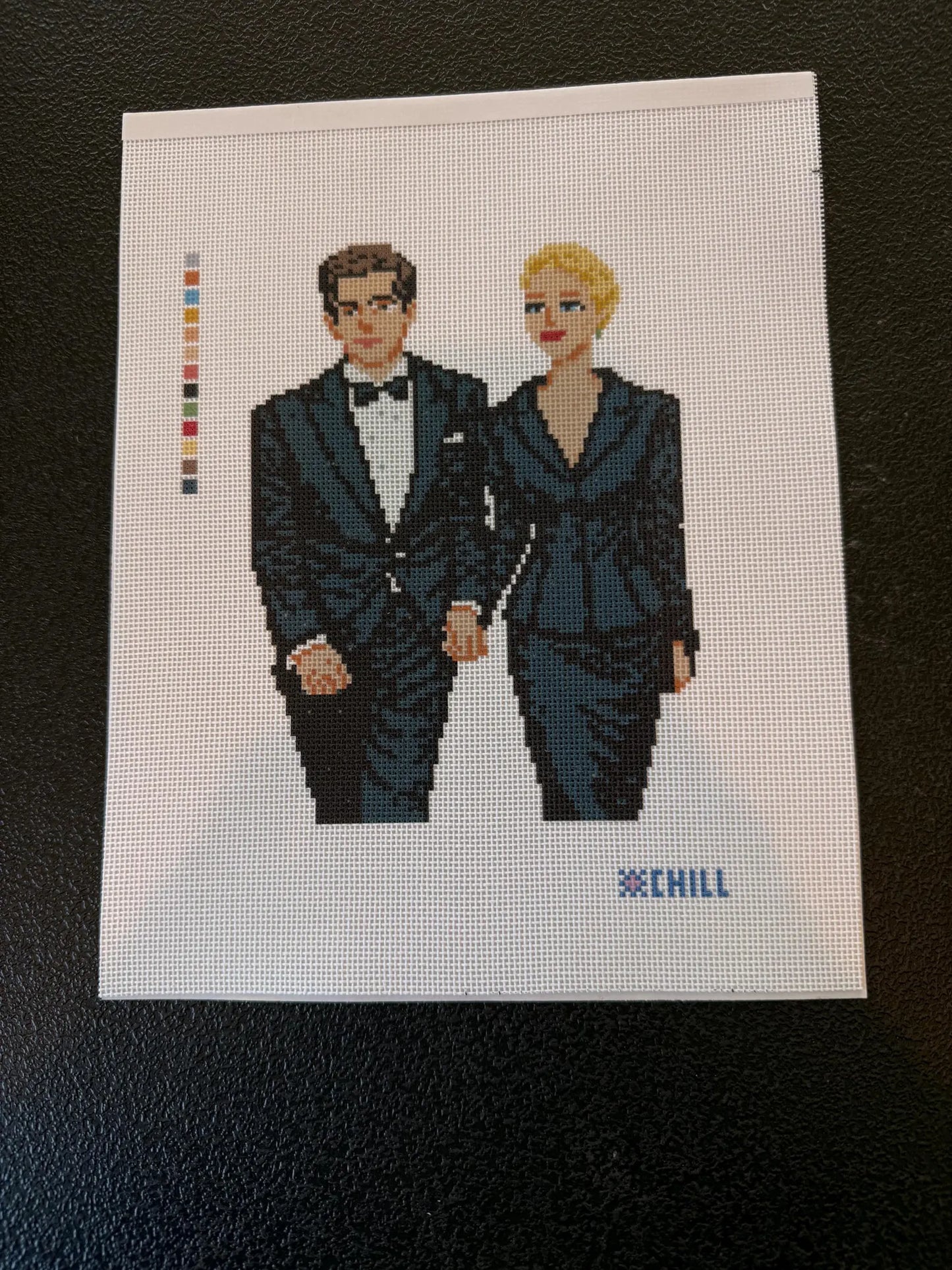 Old Money Love Story Needlepoint Canvas – Classic Society Portrait