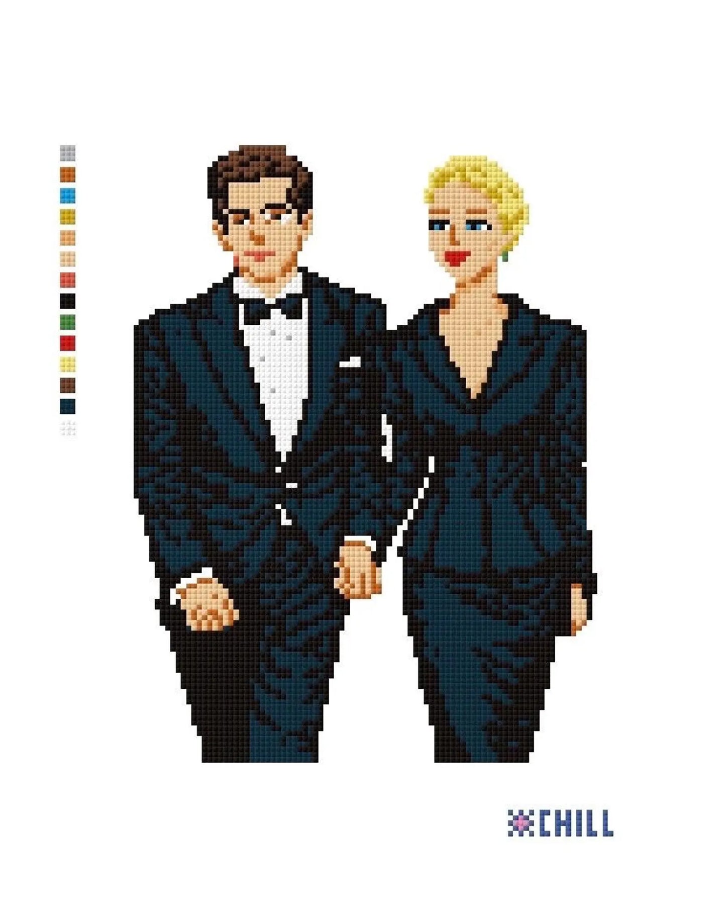 Old Money Love Story Needlepoint Canvas – Classic Society Portrait