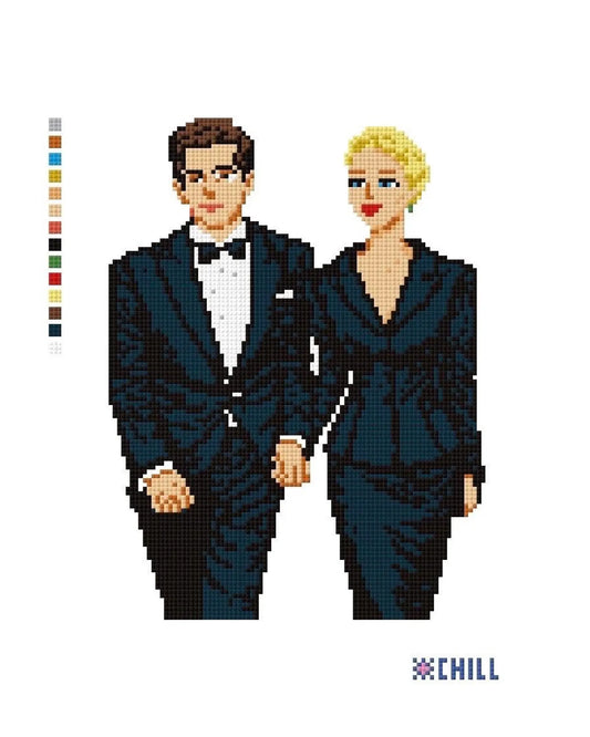 Old Money Love Story Needlepoint Canvas – Classic Society Portrait