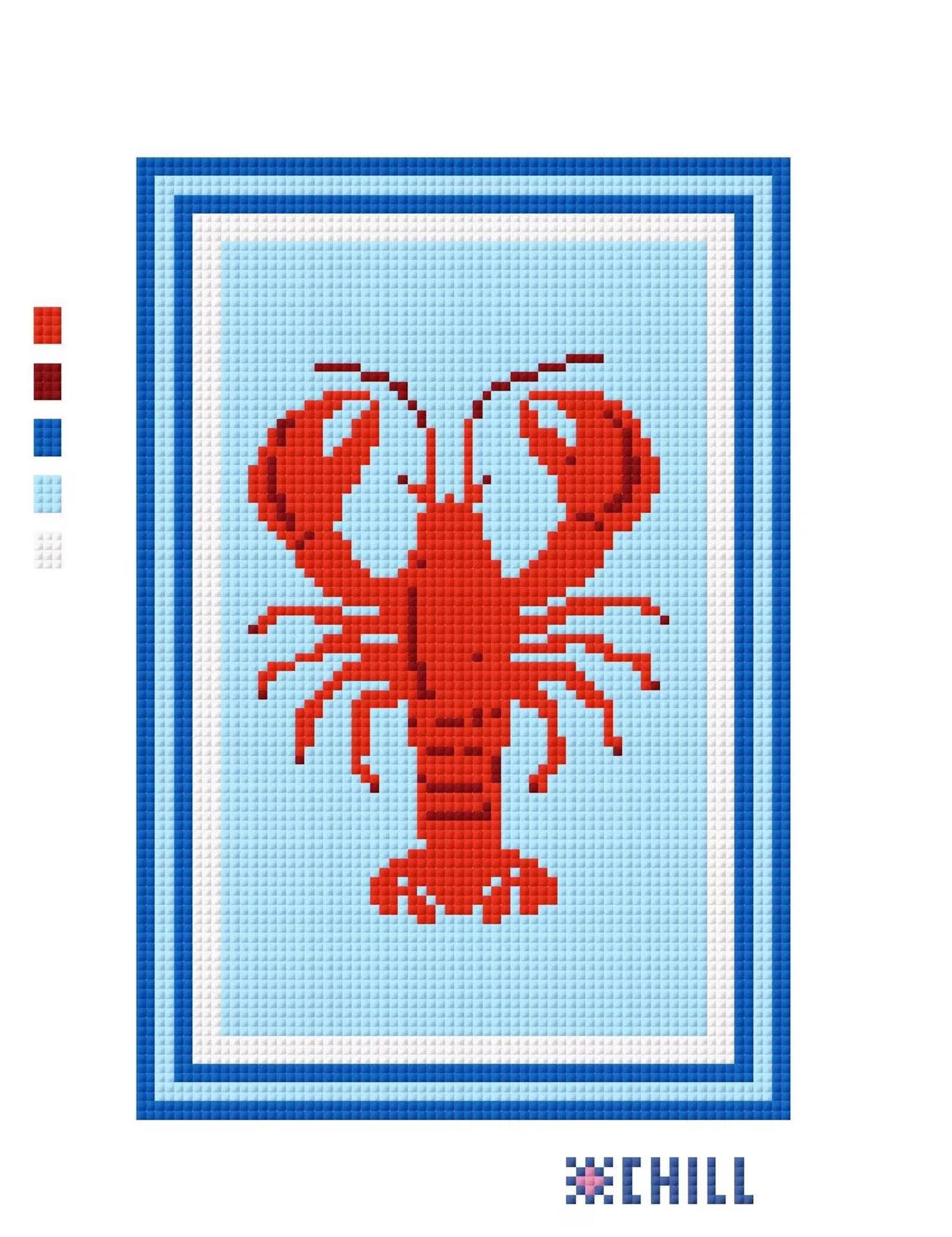 Lobster in Blue Needlepoint Canvas – Coastal Charm Series – Needlepoint & Chill