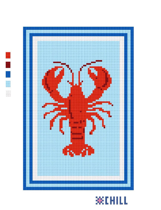 Lobster in Blue Needlepoint Canvas – Coastal Charm Series – Needlepoint & Chill