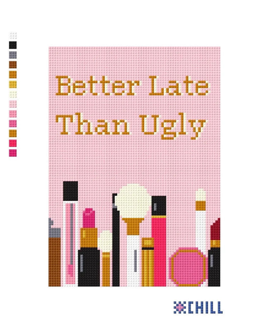 Better Late Than Ugly Makeup Needlepoint Canvas – Beauty Lover Design