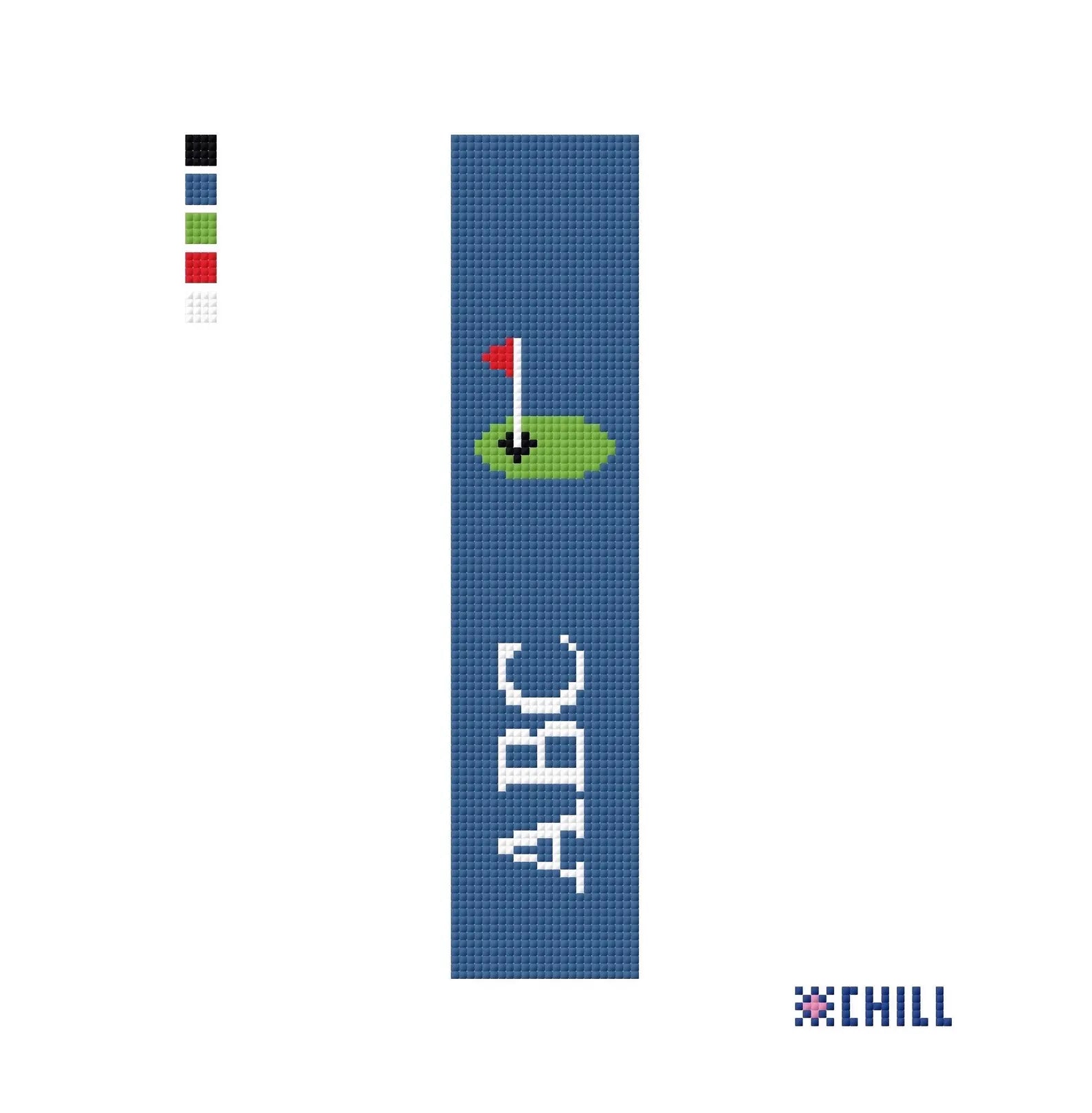 Personalized Golf Key Fob Needlepoint Canvas – Canvas Detail – Needlepoint & Chill