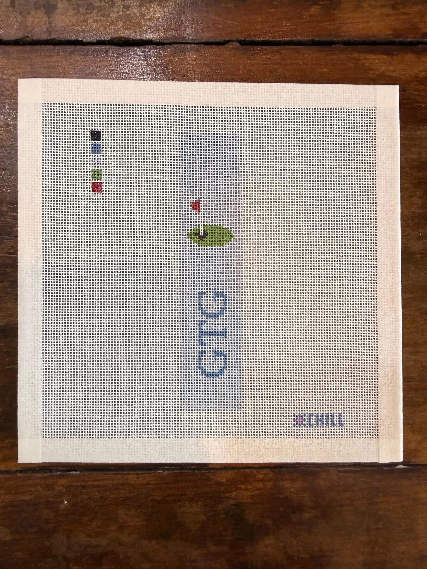 Personalized Golf Key Fob Needlepoint Canvas – Light Blue