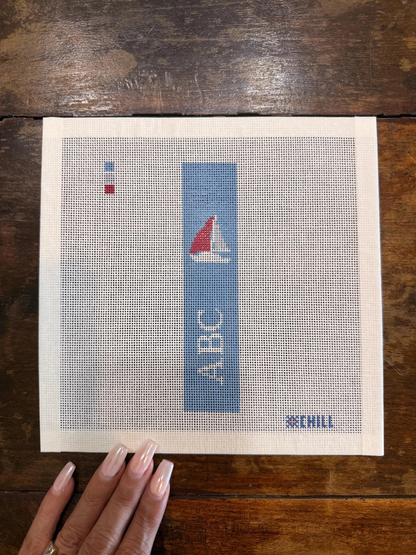 Personalized Sailing Key Fob Needlepoint Canvas