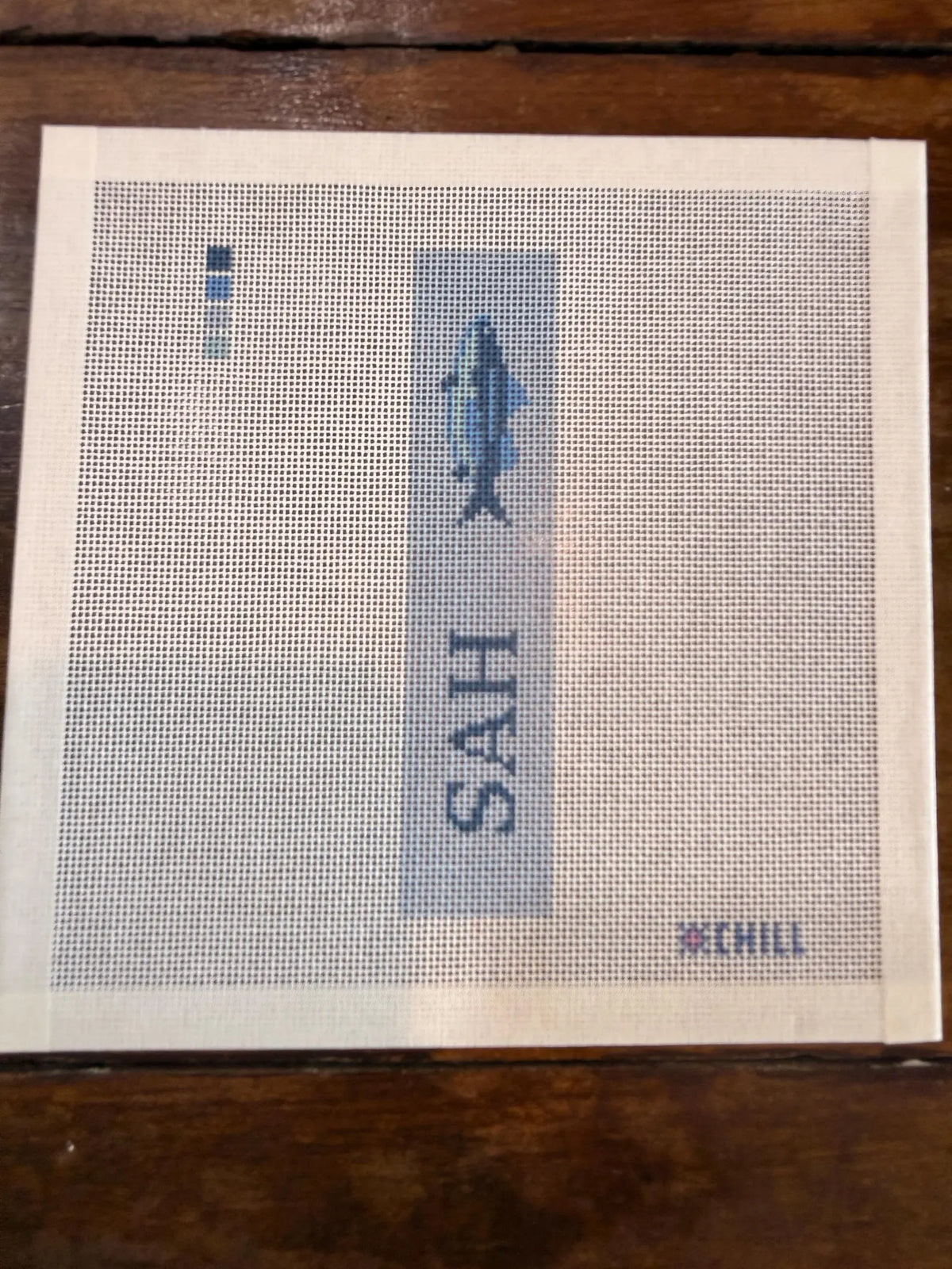 Personalized Fish Key Fob Needlepoint Canvas