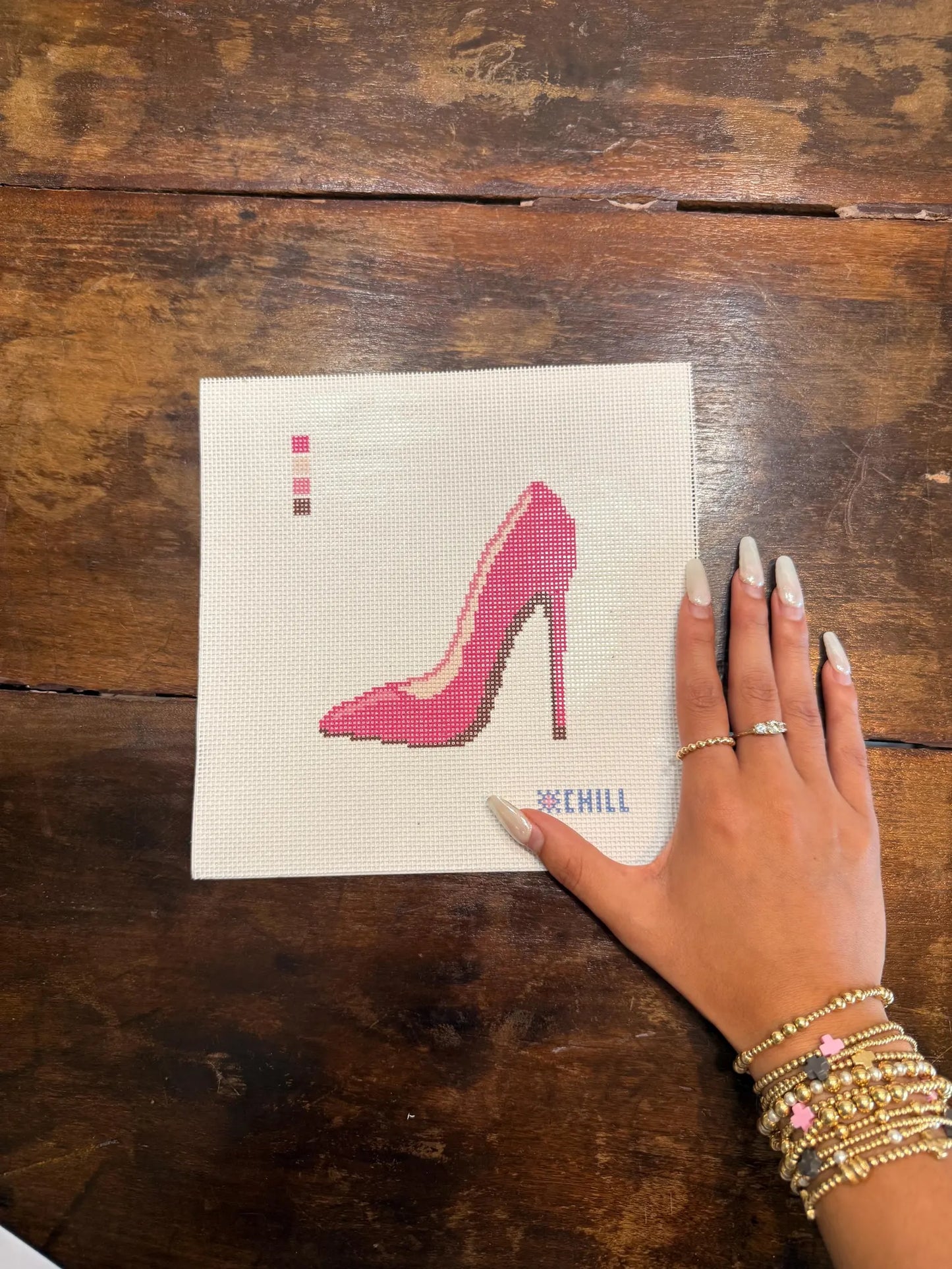 Pink High Heel Needlepoint Canvas – Fashion Boutique Stiletto Design