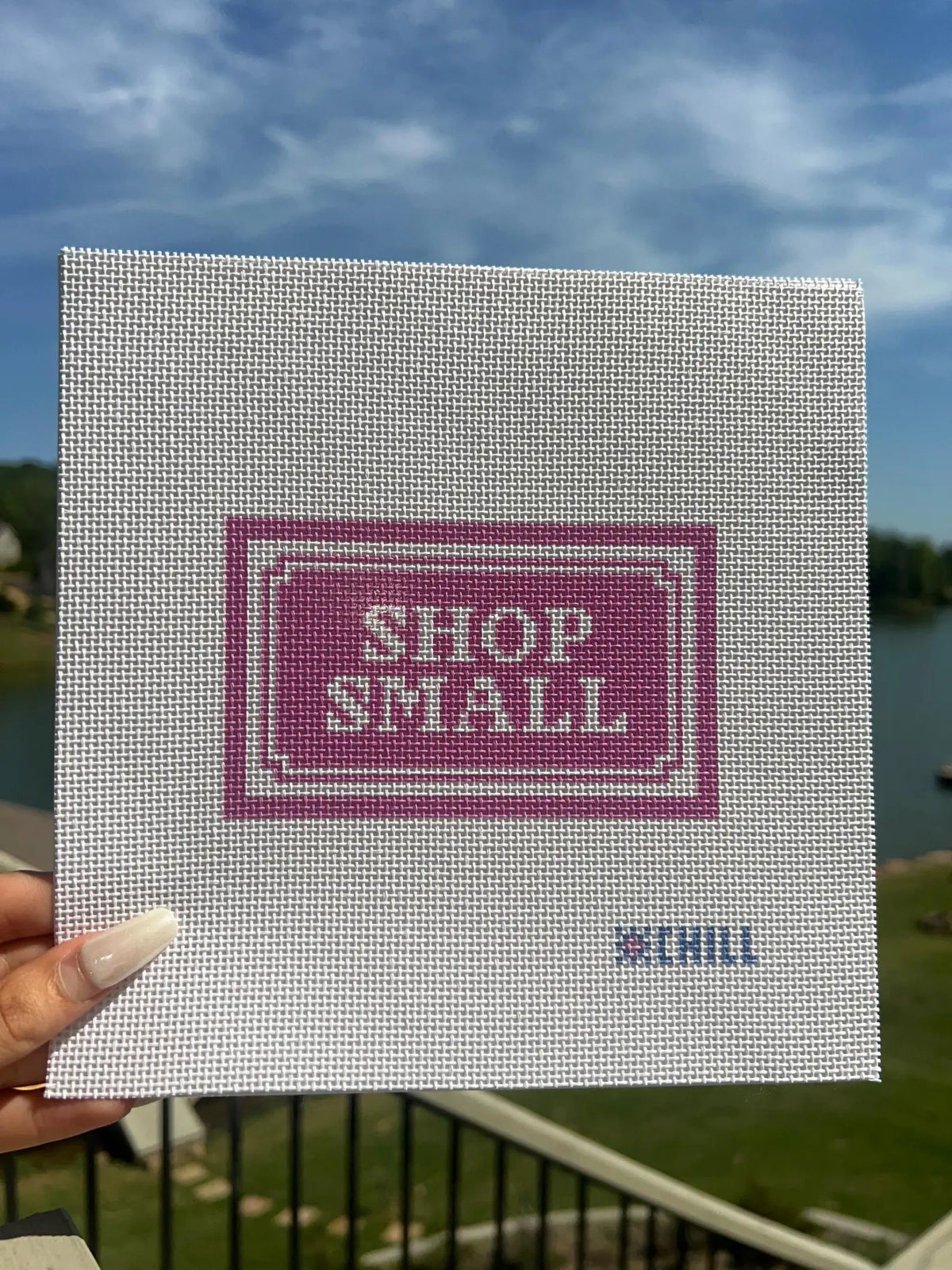 Shop Small Needlepoint Canvas – Stitched Example – Needlepoint & Chill