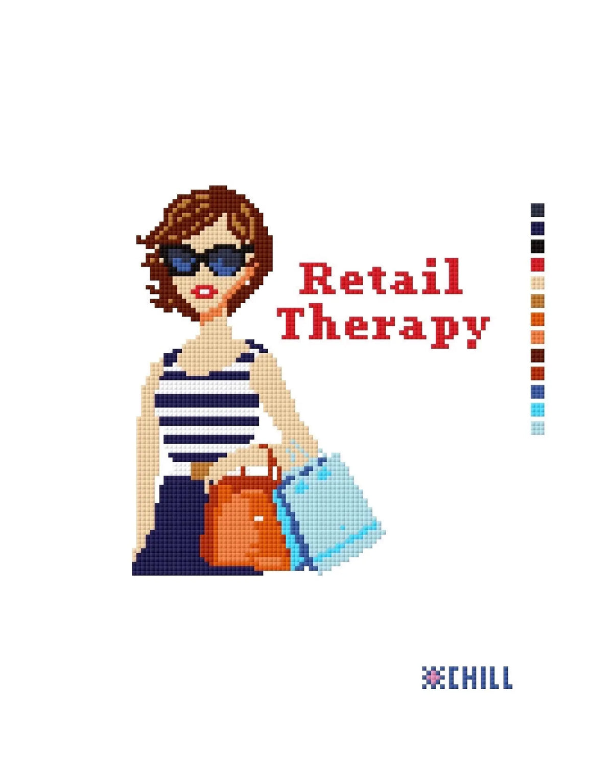 Retail Therapy Shopping Girl Needlepoint Canvas – Chic Design – Needlepoint & Chill