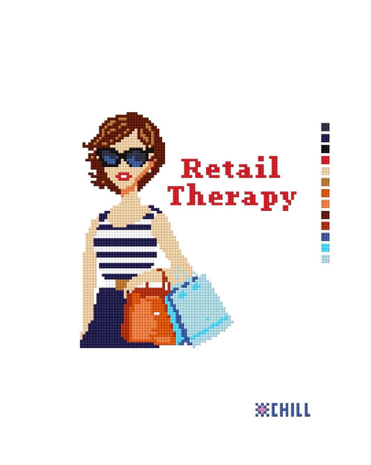 Retail Therapy Shopping Girl Needlepoint Canvas – Chic Design – Needlepoint & Chill