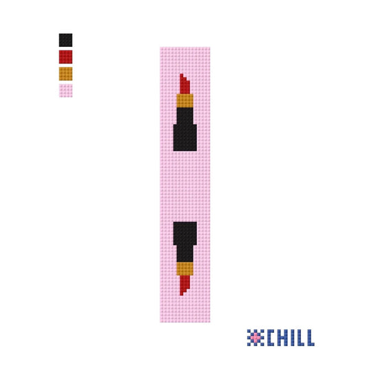 Lipstick Key Fob Needlepoint Canvas – Pink Preppy Keychain – Needlepoint & Chill