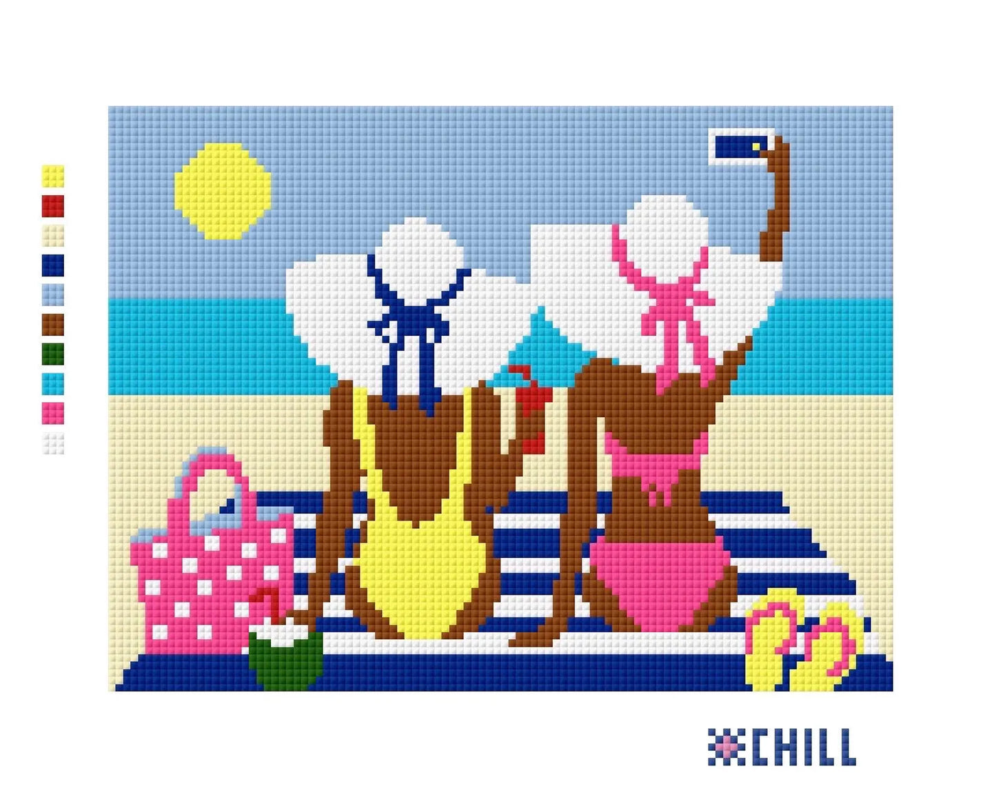 Beach Day Needlepoint Canvas – Coastal Summer Seaside Scene – Needlepoint & Chill