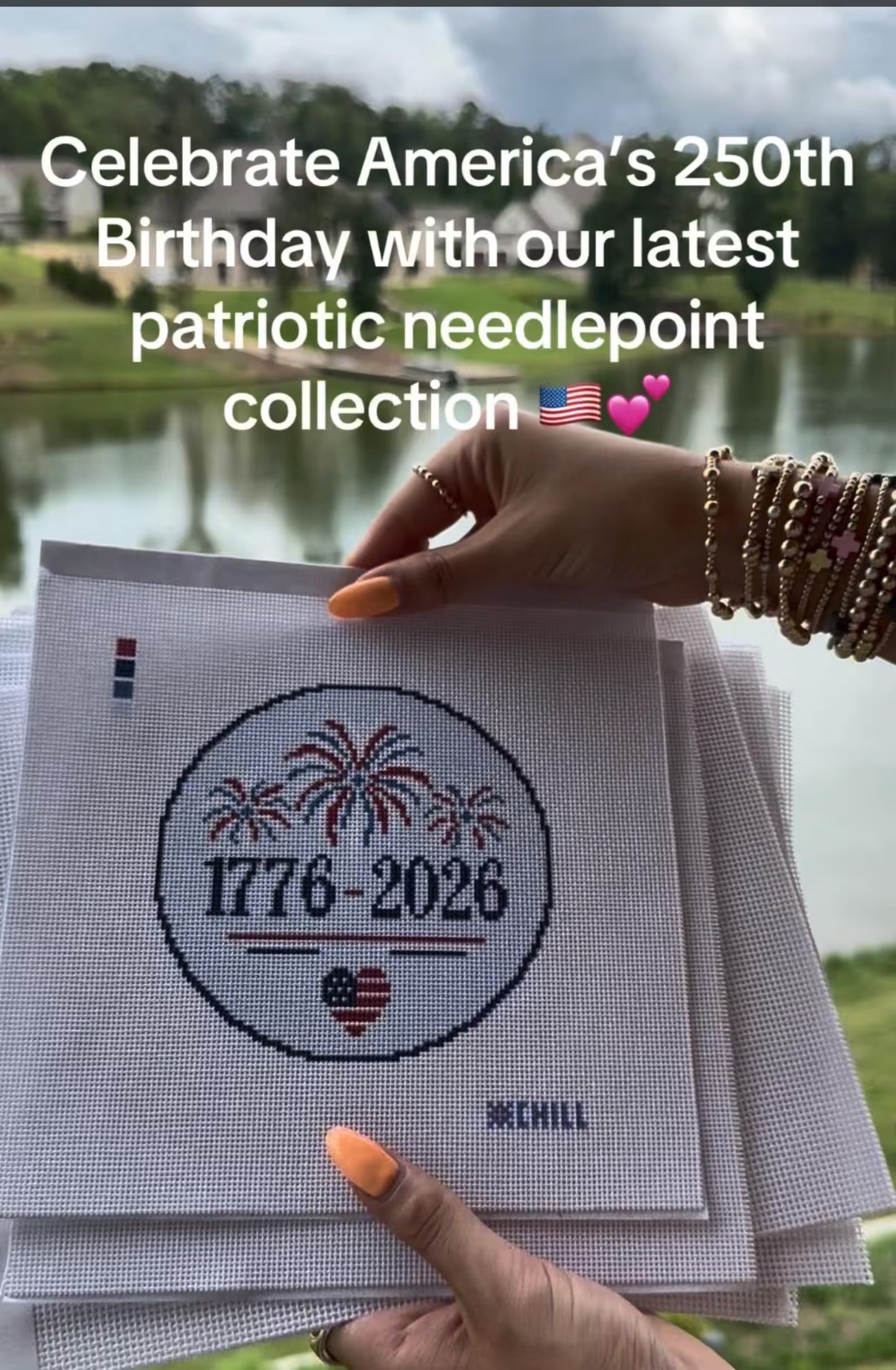 USA 250th Celebration Needlepoint Canvas – Canvas Detail – Needlepoint & Chill