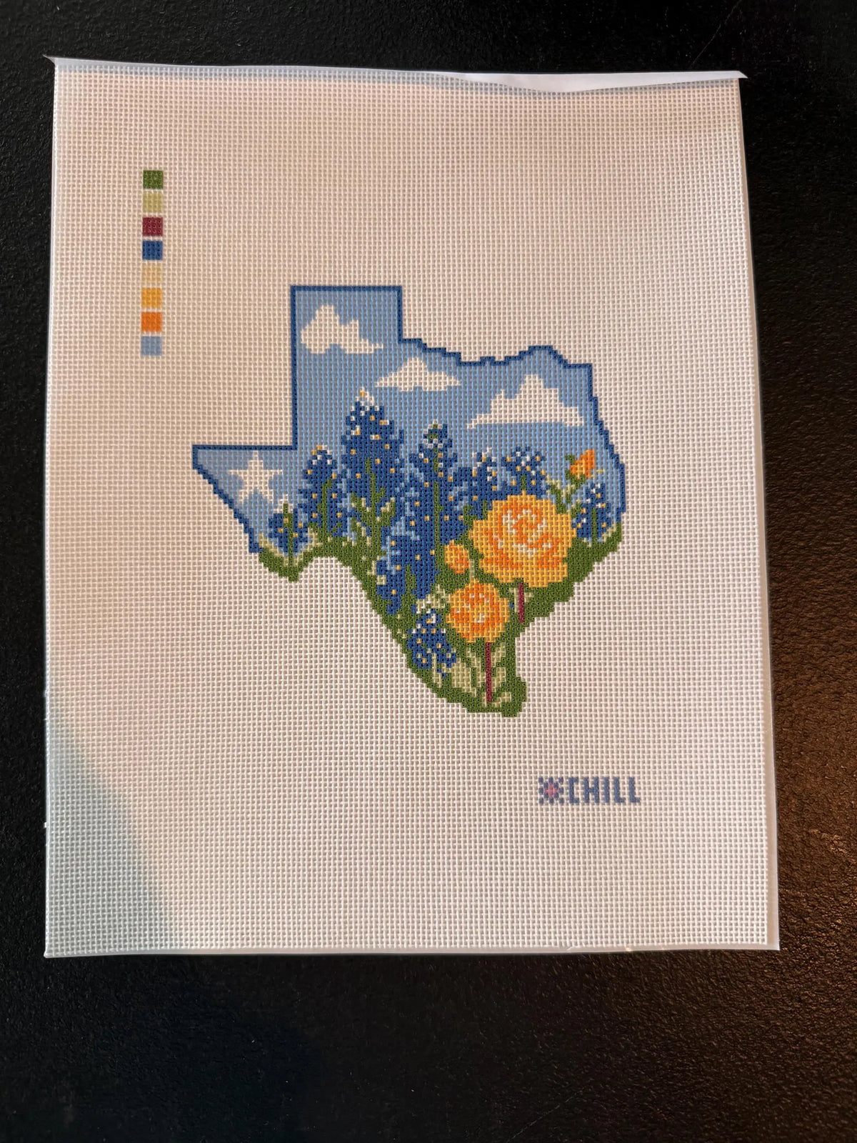 Texas Bluebonnet Needlepoint Canvas – Canvas Detail – Needlepoint & Chill