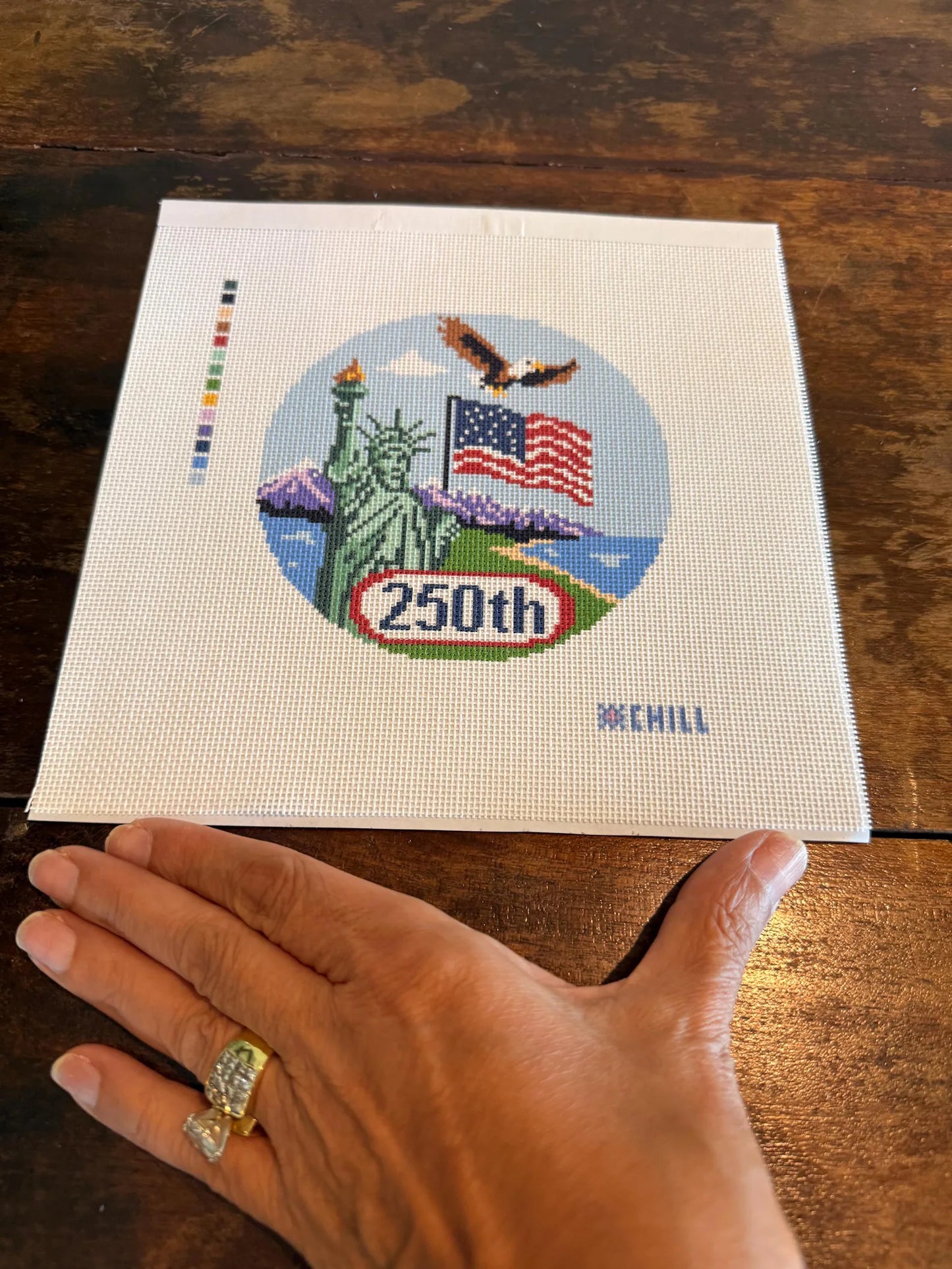 Patriotic 250th Celebration Needlepoint Canvas – Full View – Needlepoint & Chill