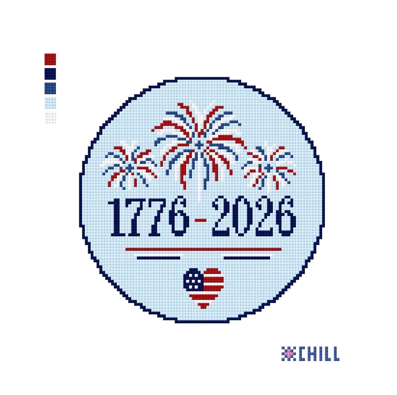 USA 250th Celebration Needlepoint Canvas – Fireworks Ornament – Needlepoint & Chill