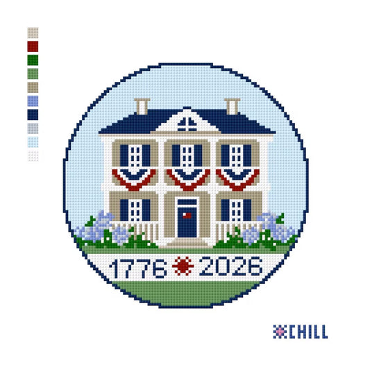 250th Anniversary Southern House Needlepoint Canvas – 1776-2026 Ornament – Needlepoint & Chill