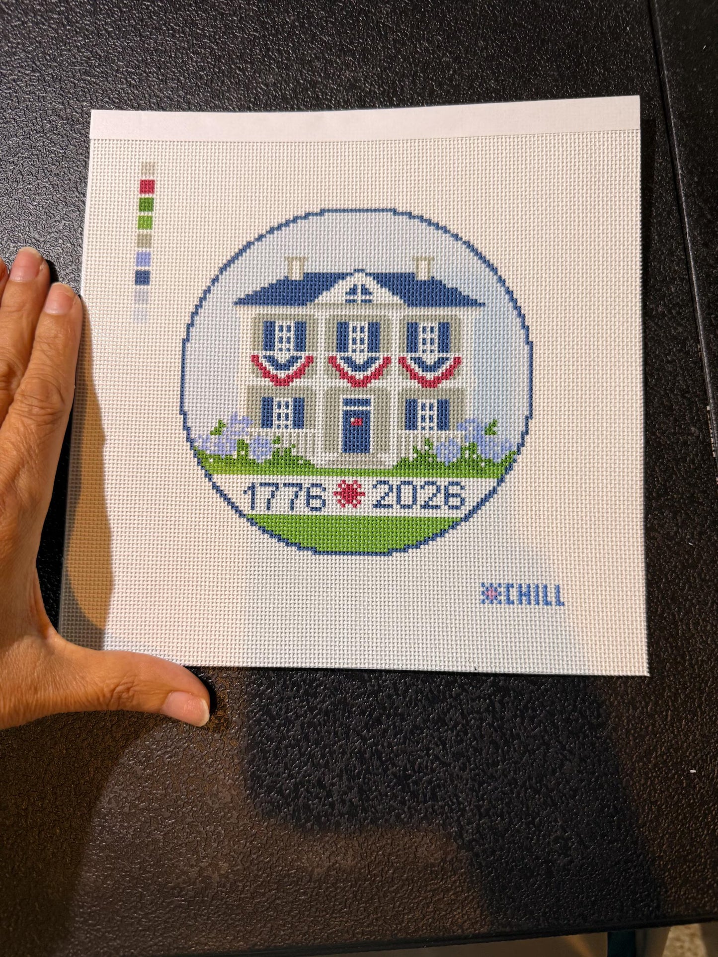 250th Anniversary Southern House Needlepoint Canvas – Full View – Needlepoint & Chill