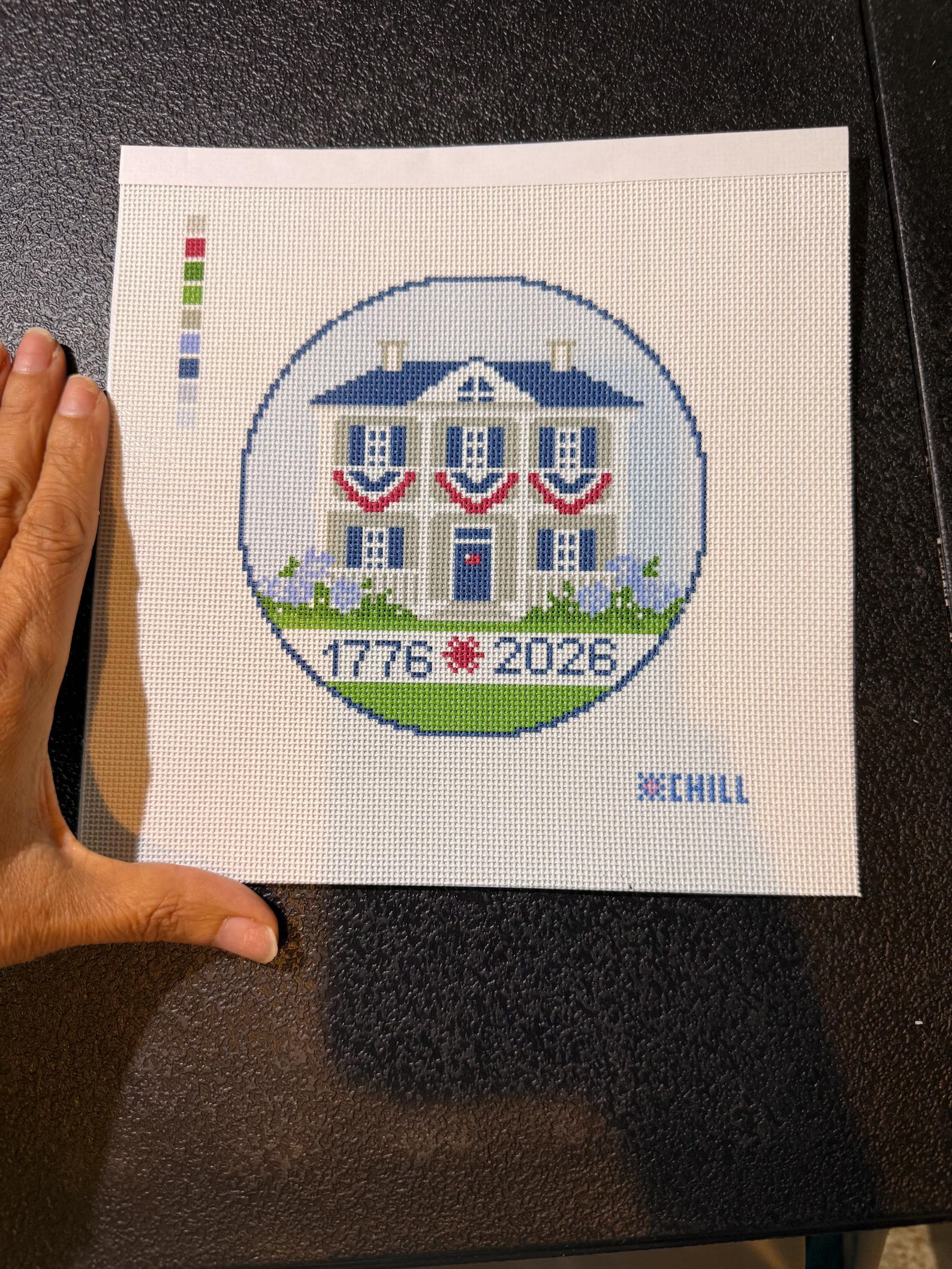 250th Anniversary Southern House Needlepoint Canvas – Full View – Needlepoint & Chill