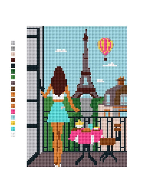 Paris Balcony Needlepoint Canvas – Eiffel Tower View