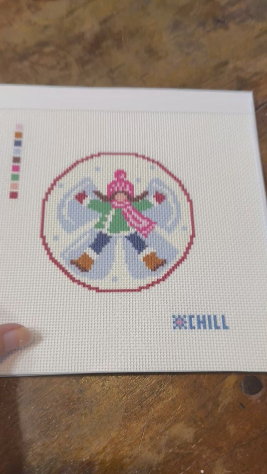Snow Angel Girl Christmas Needlepoint Ornament Kit | Winter Chill Collection